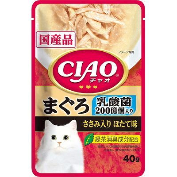 CIAO Pouch for cats Lactic Acid Bacteria Tuna with scissors Scallop flavor 吞拿魚, 雞肉 帶子味 (乳酸菌) 40g 