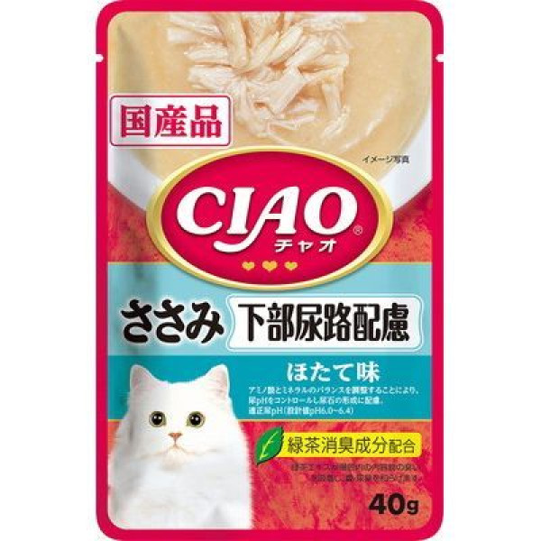 CIAO Pouch for cats urinary tract consideration scallops scallop taste 雞肉 帶子味 (防尿石) 40g X16