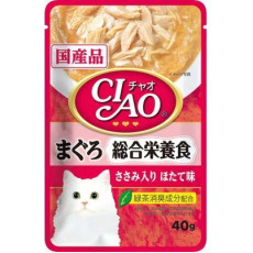 CIAO Pouch for cats Comprehensive Nutrition Food Tuna with Scallop Scallop 吞拿魚, 雞肉 帶子味 (綜合營養) 40g 