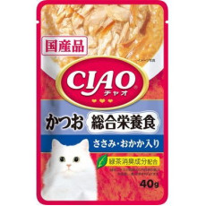 CIAO Pouch for cats Comprehensive Nutrition Food  Skipjack and Sakami 鰹魚 雞肉, 木魚 (綜合營養) 40g X16
