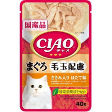 CIAO Pouch for cats Hairball Tuna with scallop 吞拿魚雞肉帶子 (去毛球) 40g 